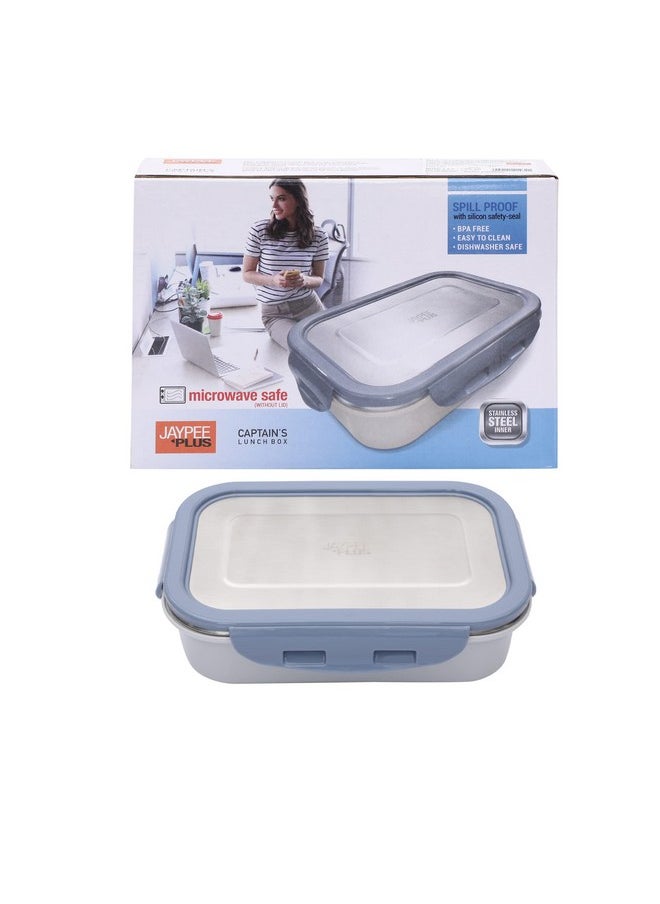 Jaypee Plus Stainless Steel Lunch Box Captainsteel Blue, 500 ml, Suitable for School, Offices and picnics,Microwave Safe