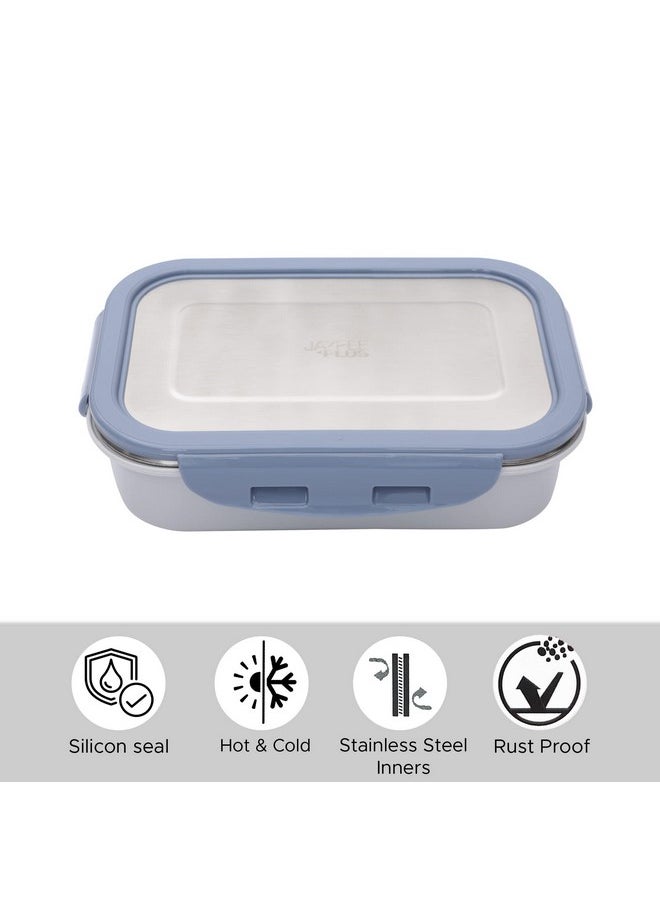 Jaypee Plus Stainless Steel Lunch Box Captainsteel Blue, 500 ml, Suitable for School, Offices and picnics,Microwave Safe