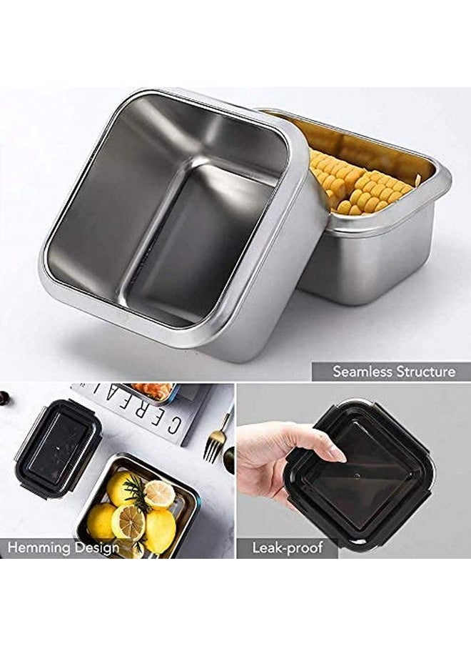 Femora High Steel Square Container Airtight Leakproof Unbreakable Storage Container/Lunch Box - 550 ML_750 ML, Set of 2