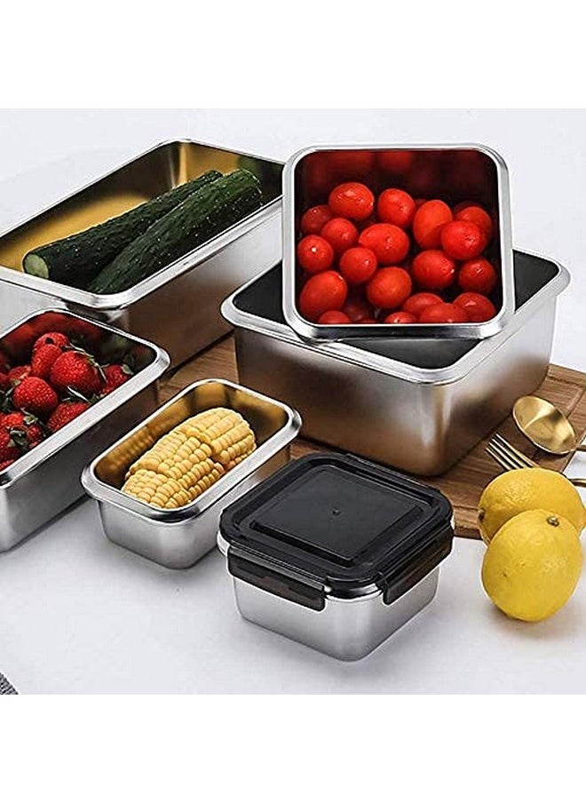 Femora High Steel Square Container Airtight Leakproof Unbreakable Storage Container/Lunch Box - 550 ML_750 ML, Set of 2