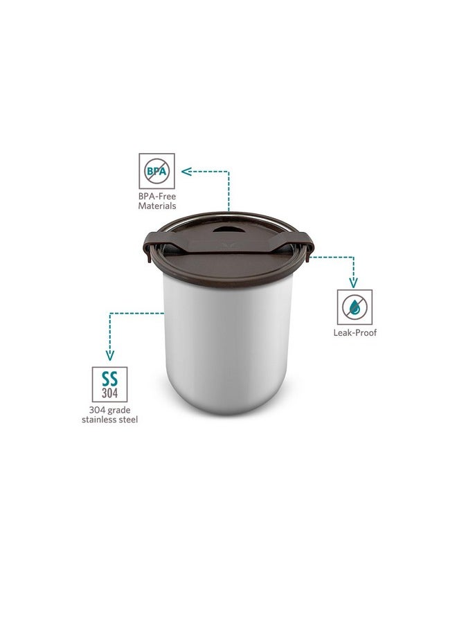 VAYA YumBytes Stainless Steel Snack Box, Leak-Resistant Snack Container for Kids & Adults, Perfect for School, Work, and Travel, 700 ml, Stainless Steel Finished