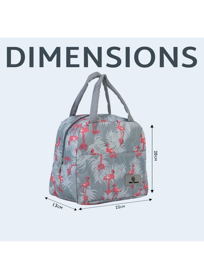 Yellow Weaves Insulated Travel Fabric & Metal Lunch/Tiffin/Storage Bag, Regular Size (Grey)