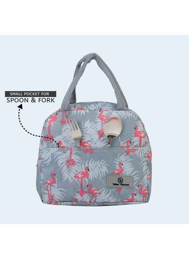 Yellow Weaves Insulated Travel Fabric & Metal Lunch/Tiffin/Storage Bag, Regular Size (Grey)