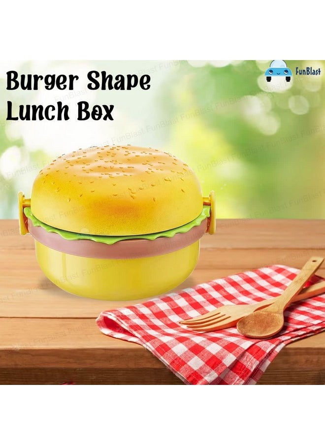 FunBlast Burger Shape Lunch Box for Kids - Lunch Box for Kids, Tiffin Box, Lunch Box Leak Proof Plastic Lunch Box, Lunch Box with Compartments (Multicolor)