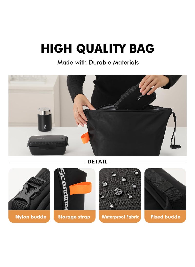 Lunch bag for Adult Women Men, Reusable High Capacity Lunch Tote Bags, Small Leakproof Cooler Food Lunch Containers, Lunch box for Work, Travel, Outdoor, School Picnic, One Size (Black)