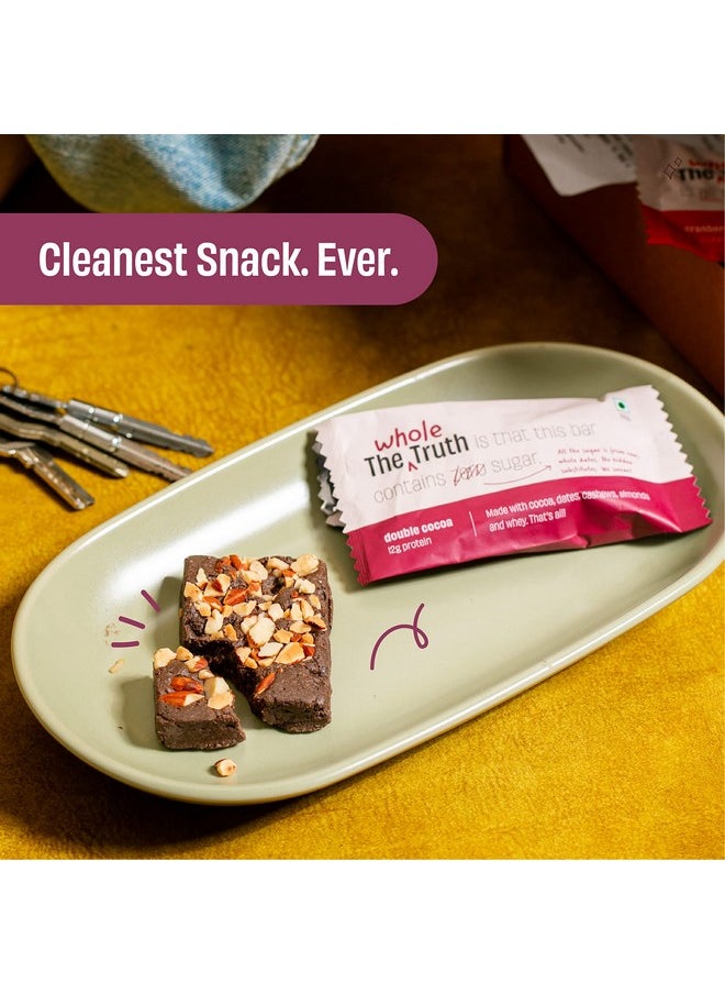 Protein Bars | Double Cocoa | Pack Of 6 X 52G Each | No Added Sugar | No Preservatives | No Artificial Sweeteners | No Gluten Or Soy | All Natural Ingredients