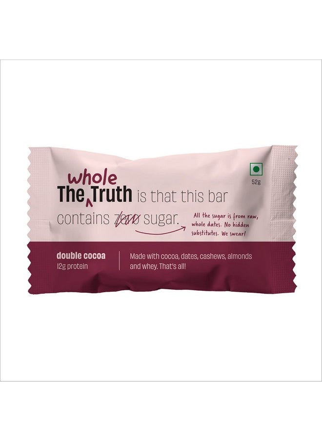 Protein Bars | Double Cocoa | Pack Of 6 X 52G Each | No Added Sugar | No Preservatives | No Artificial Sweeteners | No Gluten Or Soy | All Natural Ingredients