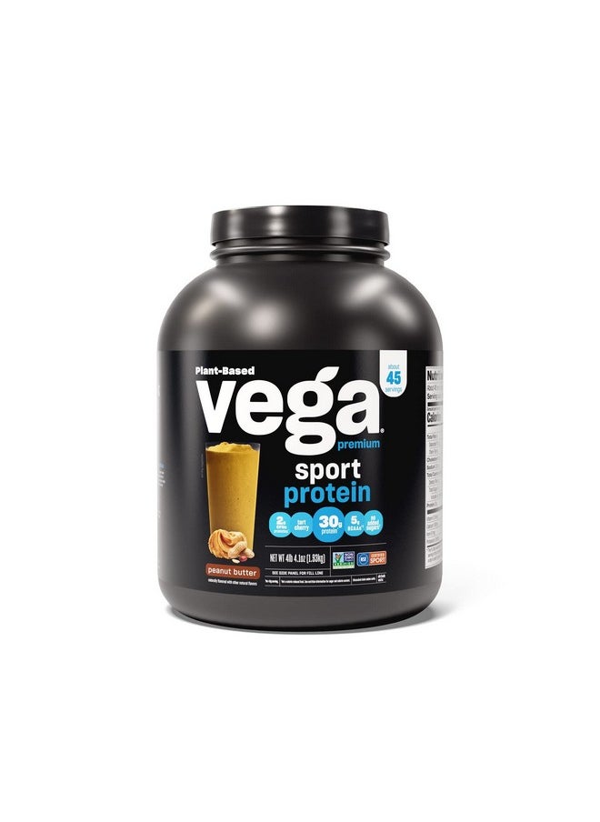 Vega Premium Sport Protein Peanut Butter Protein Powder, Vegan, Non Gmo, Gluten Free Plant Based Protein Powder Drink Mix, Nsf Certified For Sport, 4Lb 4.1 Oz