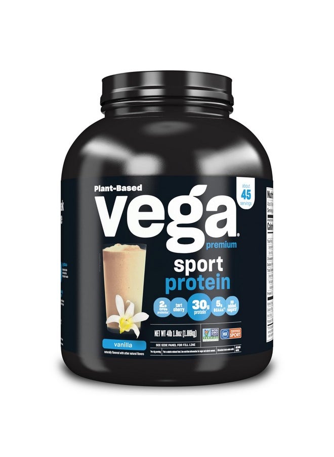 Vega Premium Sport Protein Vanilla Protein Powder, Vegan, Non Gmo, Gluten Free Plant Based Protein Powder Drink Mix, Nsf Certified For Sport, 4Lb 1.8 Oz