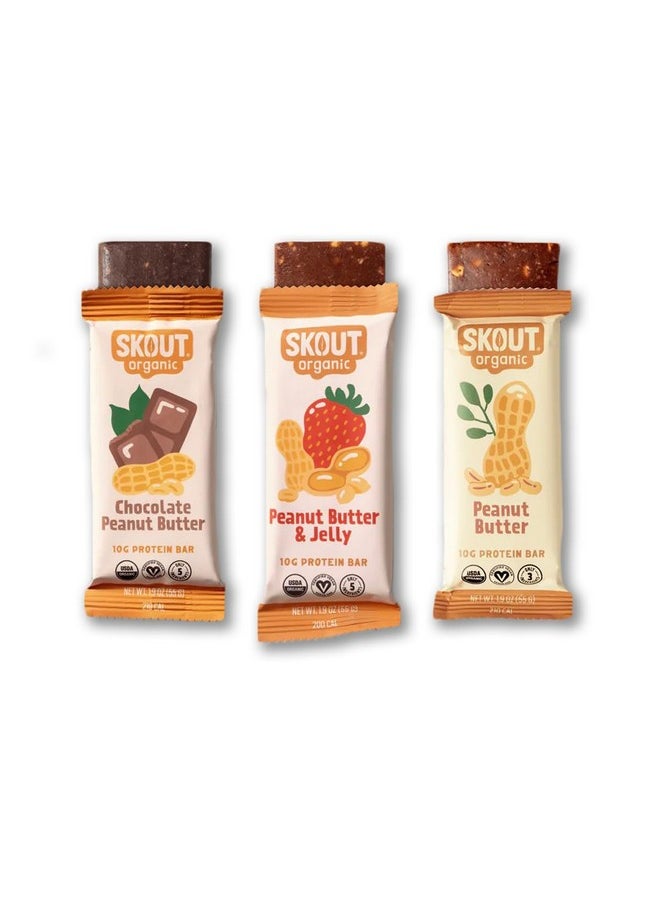 Skout Organic Plant-Based Protein Bars Variety Pack (12 Pack) 3 Flavors - 10G Protein - Vegan Protein Bars - Only 7 Ingredients Or Less - Easy Snack - Gluten, Dairy, Grain & Soy Free