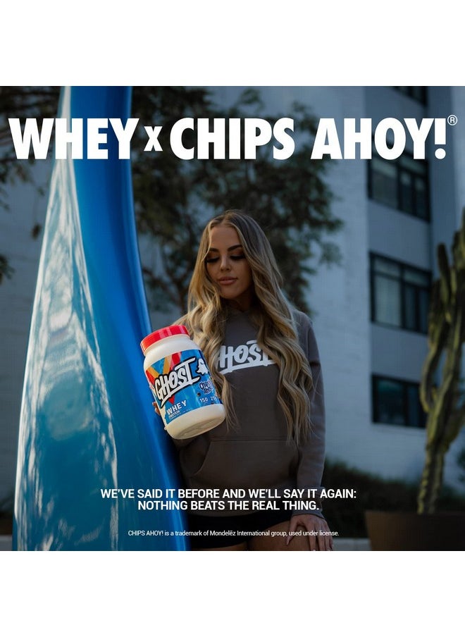 GHOST Whey Protein Powder, Chips Ahoy - 2LB Tub, 25G of Protein - Chocolate Chip Cookie Flavored Isolate, Concentrate & Hydrolyzed Whey Protein Blend