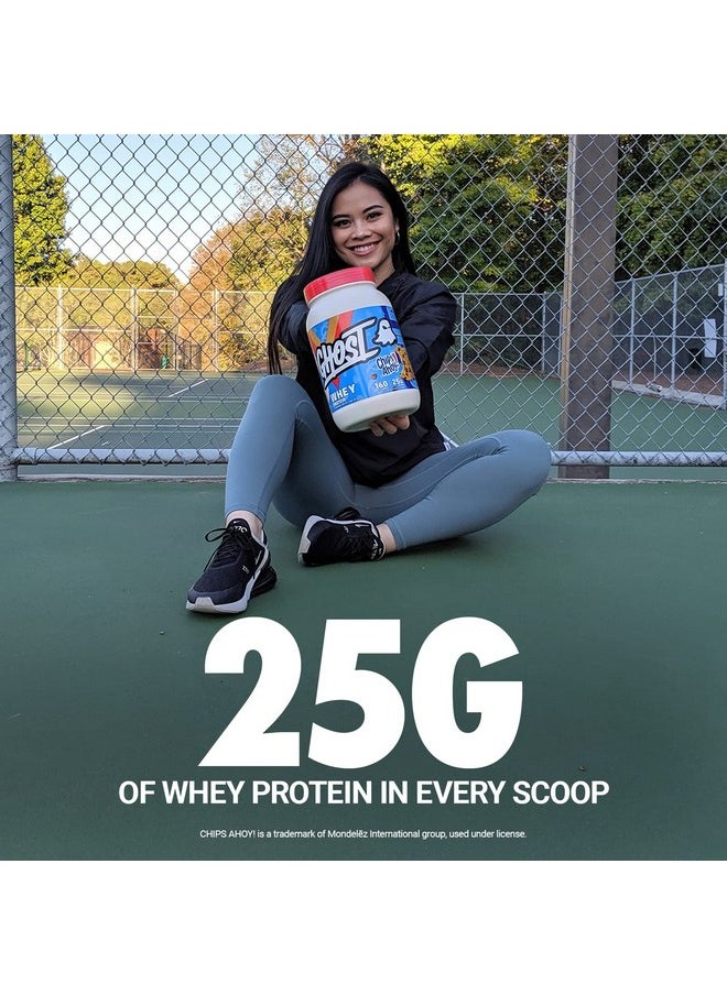 GHOST Whey Protein Powder, Chips Ahoy - 2LB Tub, 25G of Protein - Chocolate Chip Cookie Flavored Isolate, Concentrate & Hydrolyzed Whey Protein Blend