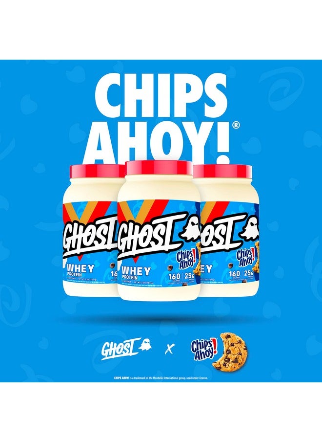GHOST Whey Protein Powder, Chips Ahoy - 2LB Tub, 25G of Protein - Chocolate Chip Cookie Flavored Isolate, Concentrate & Hydrolyzed Whey Protein Blend