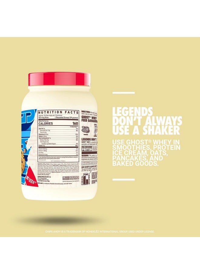 GHOST Whey Protein Powder, Chips Ahoy - 2LB Tub, 25G of Protein - Chocolate Chip Cookie Flavored Isolate, Concentrate & Hydrolyzed Whey Protein Blend