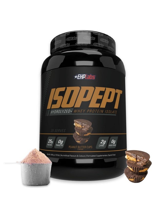 IsoPept Hydrolyzed Whey Protein Powder by EHPlabs - 100% Whey Protein Isolate & Hydrolysate, 27g of Protein, Non-GMO, Gluten Free, Fast Absorbing, Easy Digesting, 27 Serves (Peanut Butter Cups)