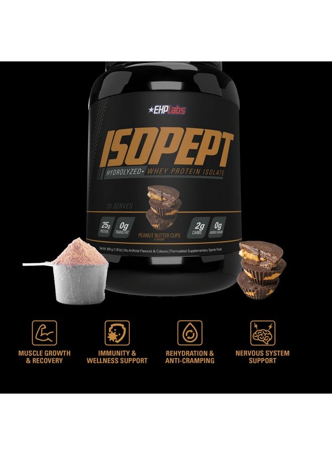 IsoPept Hydrolyzed Whey Protein Powder by EHPlabs - 100% Whey Protein Isolate & Hydrolysate, 27g of Protein, Non-GMO, Gluten Free, Fast Absorbing, Easy Digesting, 27 Serves (Peanut Butter Cups)