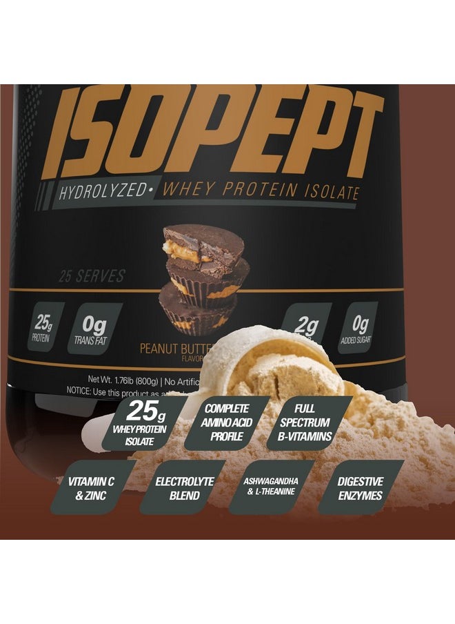 IsoPept Hydrolyzed Whey Protein Powder by EHPlabs - 100% Whey Protein Isolate & Hydrolysate, 27g of Protein, Non-GMO, Gluten Free, Fast Absorbing, Easy Digesting, 27 Serves (Peanut Butter Cups)