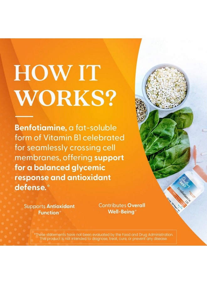 Doctor's Best Benfotiamine, Supports Glycemic Balance & Metabolic Response, Non-GMO, Vegan, Gluten Free, Soy Free, 150 mg, 120 Veggie Caps