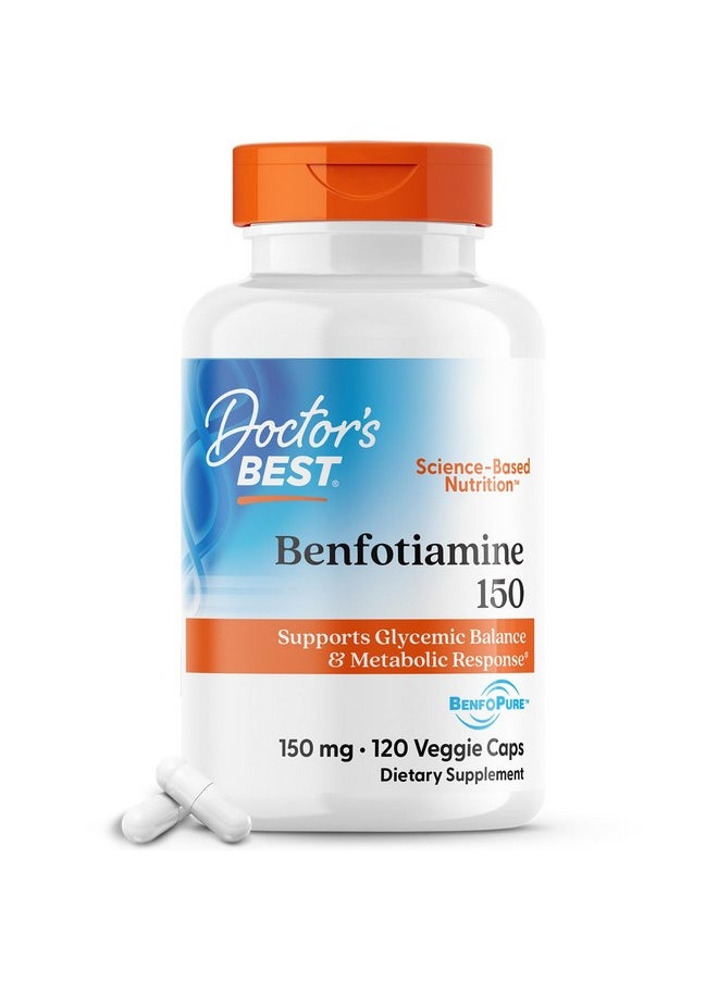 Doctor's Best Benfotiamine, Supports Glycemic Balance & Metabolic Response, Non-GMO, Vegan, Gluten Free, Soy Free, 150 mg, 120 Veggie Caps