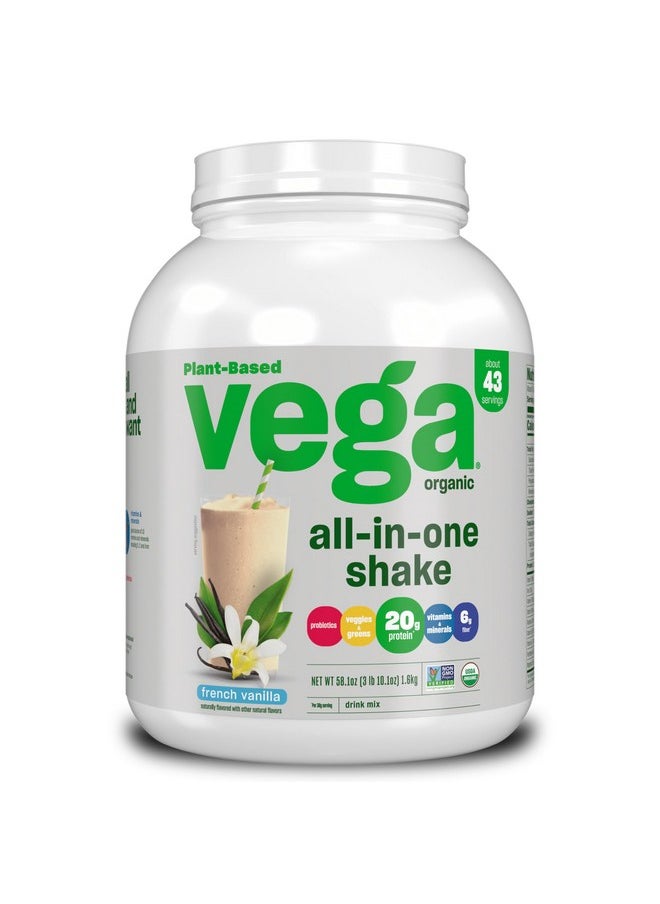 Vega Organic All-In-One Vegan Protein Powder, French Vanilla -Superfood Ingredients, Vitamins For Immunity Support, Keto Friendly, Pea Protein For Women & Men, 3.1 Lbs (Packaging May Vary)