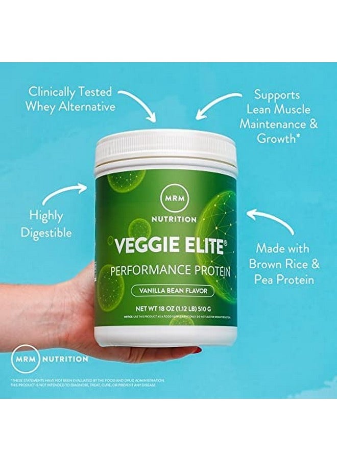 MRM Nutrition Veggie Elite Performance Protein | Chocolate Mocha Flavored| Plant-Based Protein| Easy to Digest | with BCAAs| Vegan + Gluten-Free | Clinically Tested| Digestive enzymes | 30 Servings