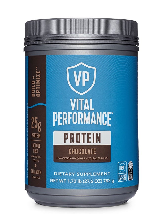 Vital Proteins Performance Powder, 25g Lactose-Free Milk Protein Isolate Powder, NSF for Sport Certified, 10g Grass-Fed Collagen Peptides, 8g EAAs, 5g BCAAs, Gluten-Free - Chocolate, 1.72lb