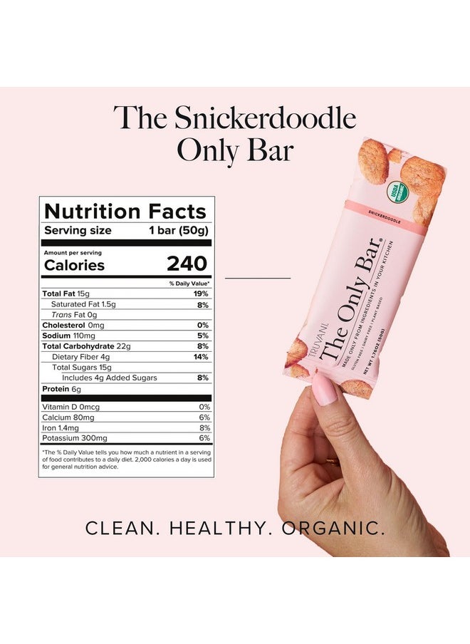 Truvani Plant Based Snack Bar | Snickerdoodle 4 Pack | 5g Protein | USDA Organic and Vegan | The Only Bar | Dairy, Soy, and Gluten Free | Individually Wrapped