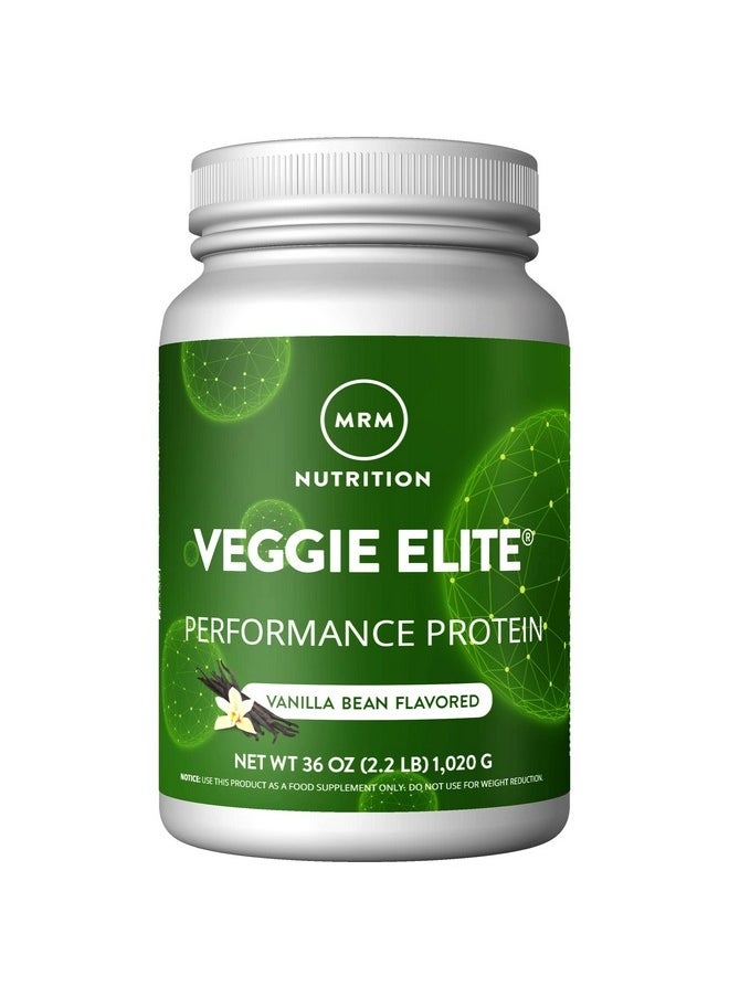 MRM Nutrition Veggie Elite Performance Protein | Vanilla Bean Flavored| Plant-Based Protein| Easy to Digest | with BCAAs| Vegan + Gluten-Free | Clinically Tested| Digestive enzymes | 30 Servings