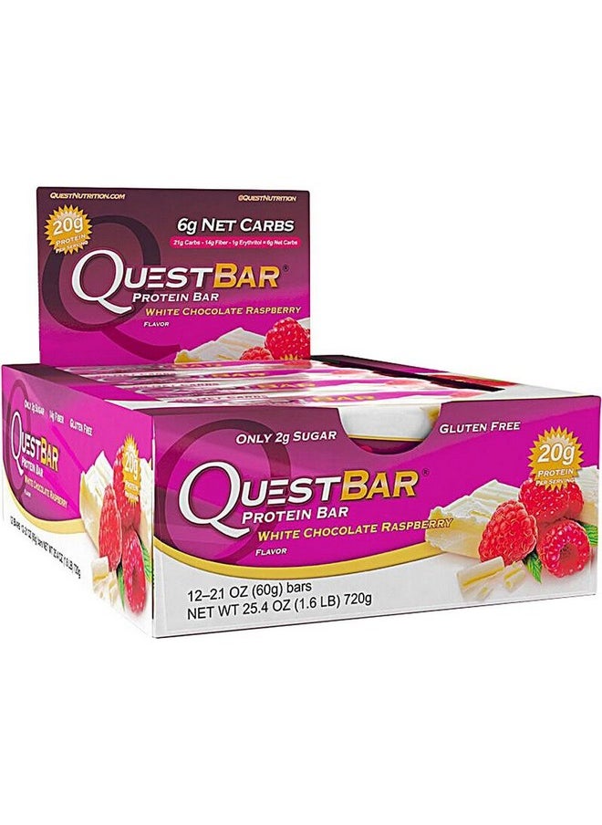 Quest Nutrition, Questbar, Protein Bar, White Chocolate Raspberry, 12 Bars, 2.1 Oz (60 G) Each