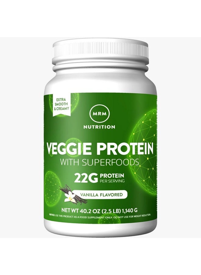 MRM - Veggie Protein Powder, Protein Source for Vegans, Gluten-Free & Preservative-Free, Non-GMO Verified - Vanilla - 2.5 lbs