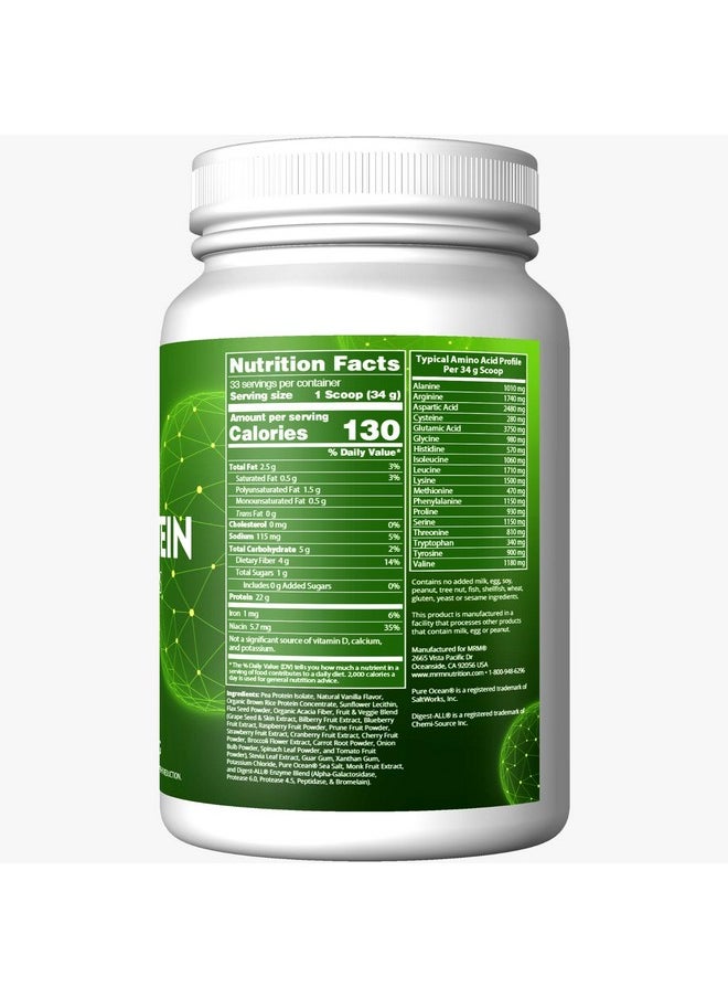 MRM - Veggie Protein Powder, Protein Source for Vegans, Gluten-Free & Preservative-Free, Non-GMO Verified - Vanilla - 2.5 lbs