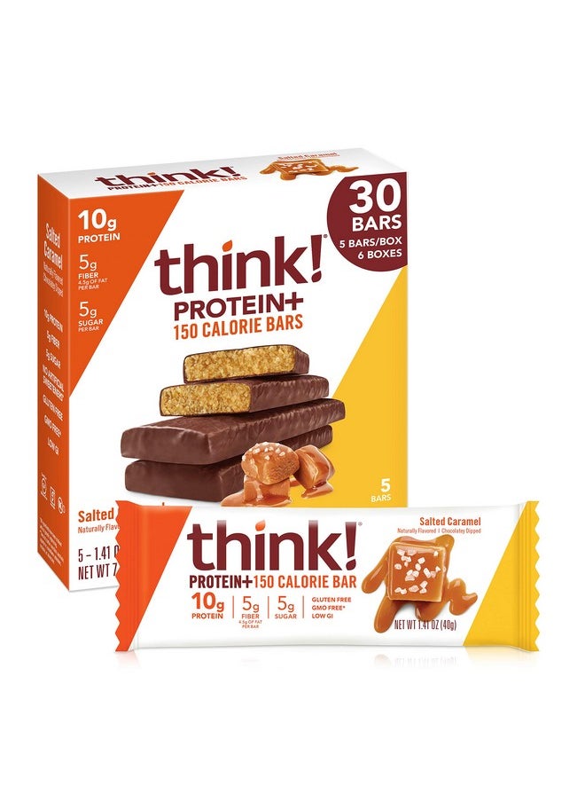 Think! Protein Bars With Chicory Root For Fiber, Digestive Support, Gluten Free With Whey Protein Isolate, Salted Caramel, Snack Bars Without Artificial Sweeteners, 1.4 Oz (30 Count)