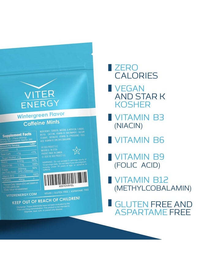 Caffeinated Mints 40Mg Caffeine, B Vitamins, Sugar Free. (Wintergreen, 8Oz, Bulk Bag)