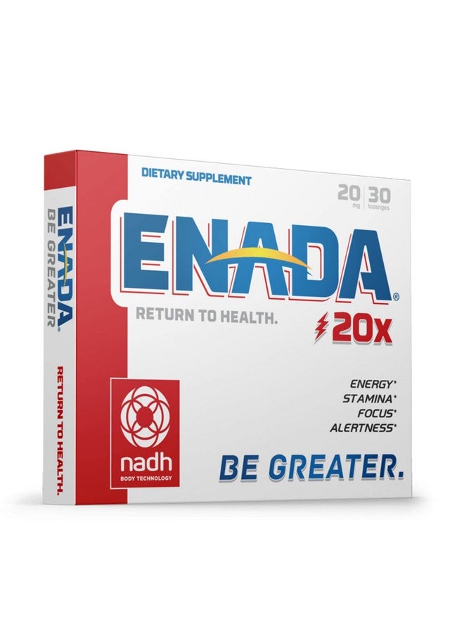 20 X Nadh Supplement | Boost Energy, Mental Focus, Stamina | Support Fatigue, Cell Regenerator | 20Mg Nadh 30 Lozenges (1 Per Serving) | Natural Energy Supplements For Women And Men