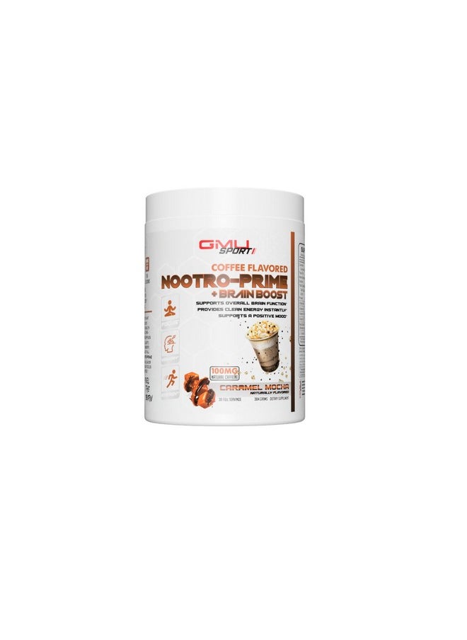 Gmu Sport Nootro-Prime Brain Boost - Caramel Mocha Coffee Flavor. Premium Nootropic Designed For Brain Function, Energy, And Focus. Ideal For Men And Women. 30 Servings - Powder.
