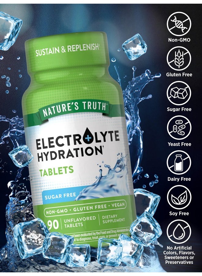 Nature'S Truth Electrolyte Tablets | No Sugar | 90 Count | Vegan, Non-Gmo & Gluten Free Hydration Supplement | With Minerals