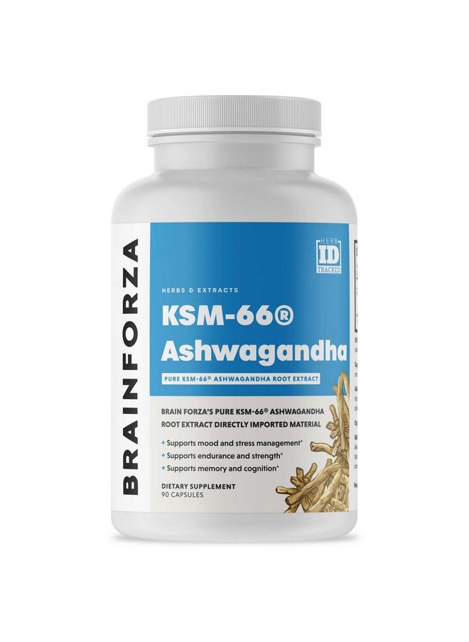 Brain Forza Ksm-66 Ashwagandha Organic Pure Root Extract, Strongest 1,000Mg Dose, High Potency 5% Withanolides, Hormone Health, Cognitive Support, Organic, Non-Gmo, 90 Capsules