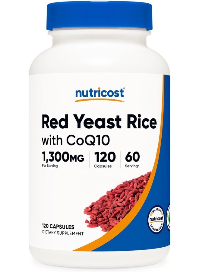 Red Yeast Rice With Coq10 1300Mg, 120 Capsules, 60 Servings Nongmo, Gluten Free