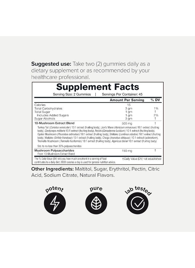 5,000Mg Highly Potent Mushroom Gummies With Lion'S Mane 10:1 Ultra Concentrated Extract