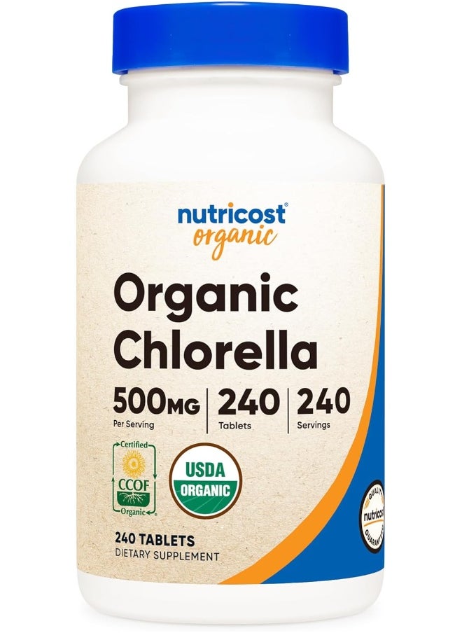 Organic Chlorella 500Mg, 240 Tablets Gluten Free, Nongmo