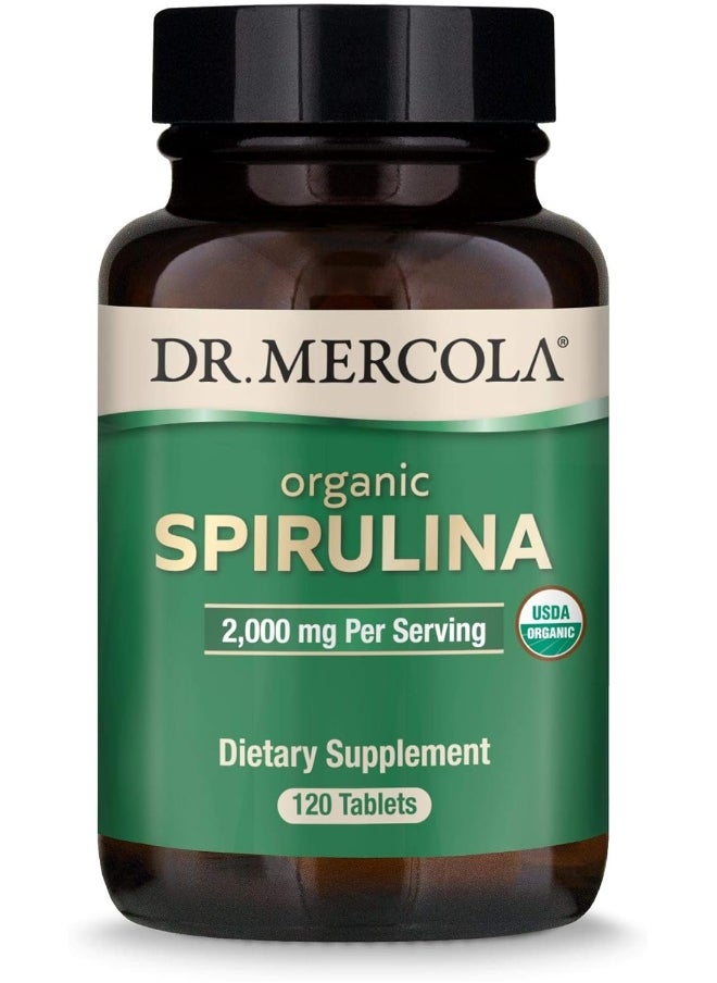 Organic Spirulina Dietary Supplement, 2,000 Mg Per Serving, 30 Servings 120 Tablets