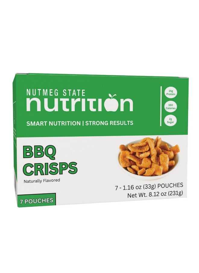 Nutmeg State Nutrition - High Protein Crisps, Protein Chips, 15g Protein, 150 Calories, 2g Sugar, Diet Snacks, Keto, 7 Servings Per Box (1 Box, Barbecue)