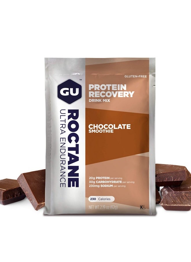 Gu Energy Roctane Ultra Endurance Protein Recovery Drink Mix, Gluten-Free And Kosher Dairy, Recovery Support After Any Workout, 10 Single-Serving Packets, Chocolate Smoothie