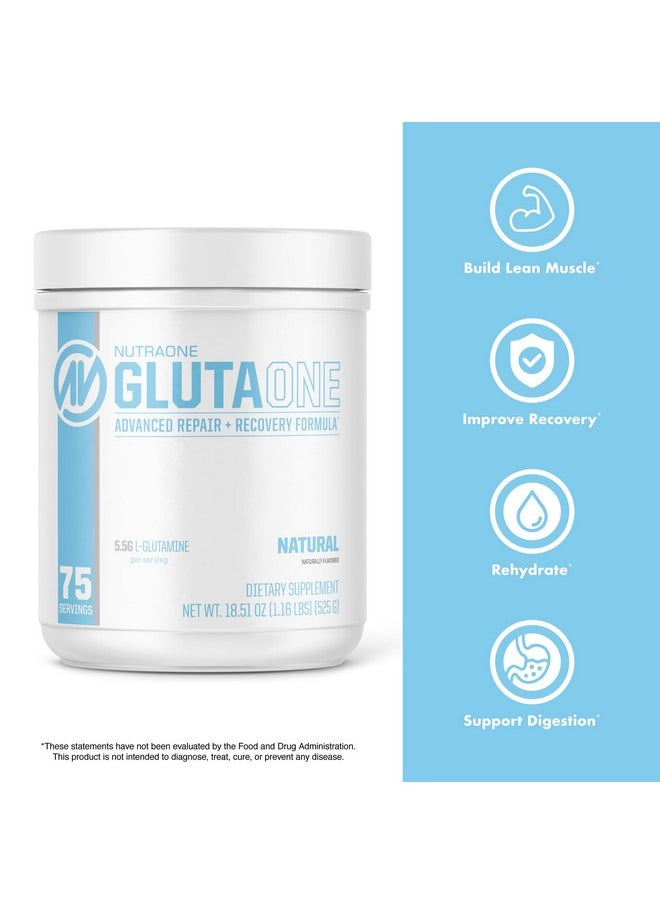 Nutraone Glutaone L-Glutamine Powder Post Workout Recovery Supplement (75 Servings)