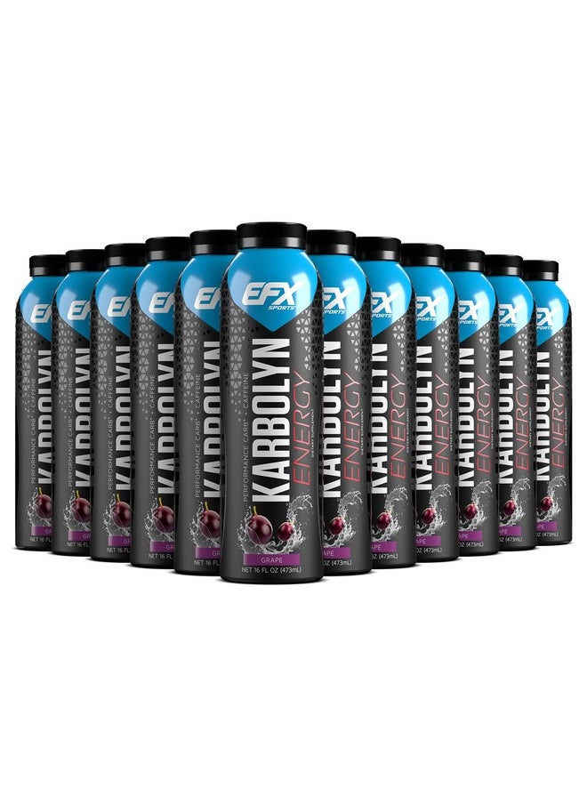 Efx Sports Karbolyn Energy Drink | Pre, Intra, Post Workout Carbohydrate Drink | Carb Load, Sustained Energy | Sugar Free | 250Mg Caffeine | 12 Pack (Grape)