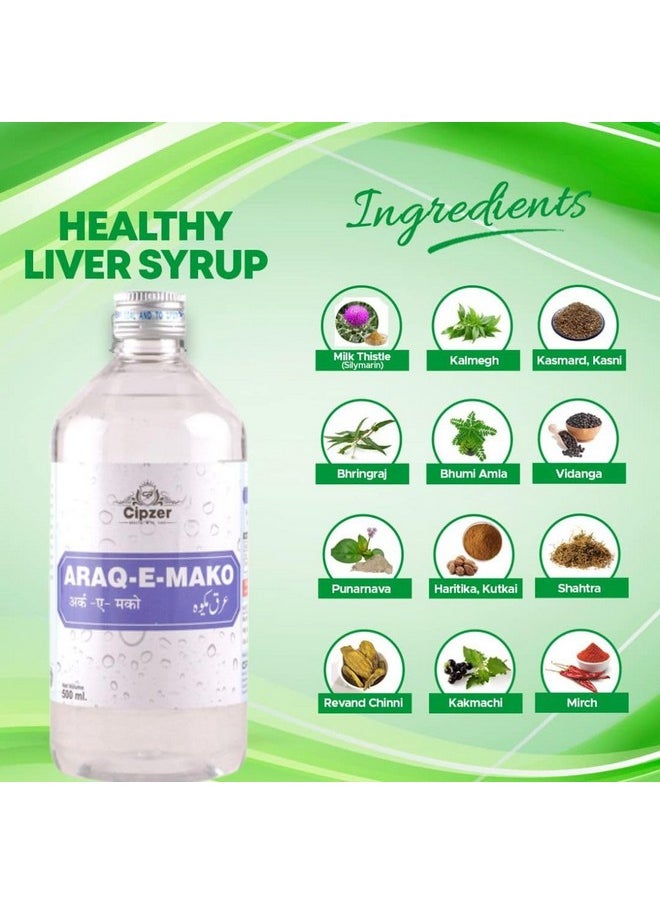 Natural Araq E Mako Liver Syrup, Liver Detox Supplement, Liver Care, Kidney Stone Support Water 500 Ml