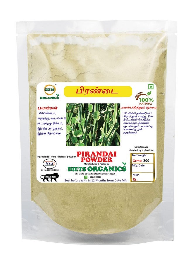 Pirandai Powder | Hadjod | Veld Grape | Cissus Quadrangularis | Nalleru Powder, 200G Pack Of 1