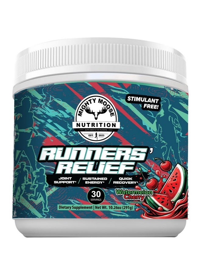 Runners' Relief - Joint Support Recovery Supplement - Glucosamine Chondroitin - 30 Servings - Fasting Electrolytes - Stimulant-Free Pre/Post Workout Energy - Watermelon Cherry With Tart Cherry Extract