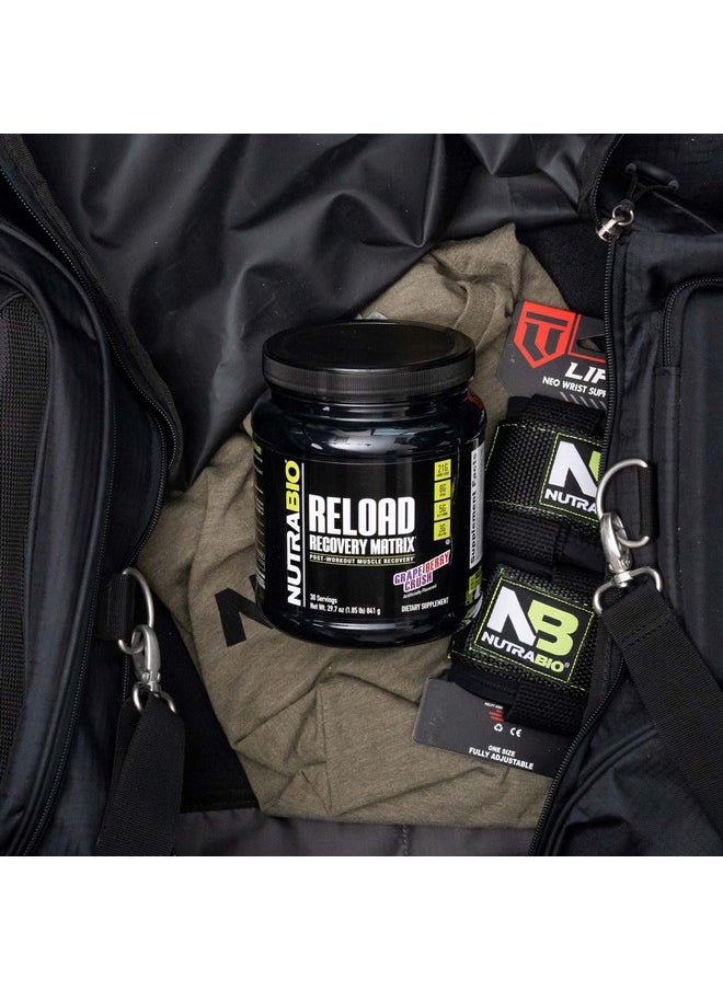 NutraBio Reload - Powerful Muscular Recovery Formula - Post-Workout Supplement - 3G Creatine - 8G BCAAs - 5G Glutamine - 30 Servings, Grape Berry Crush