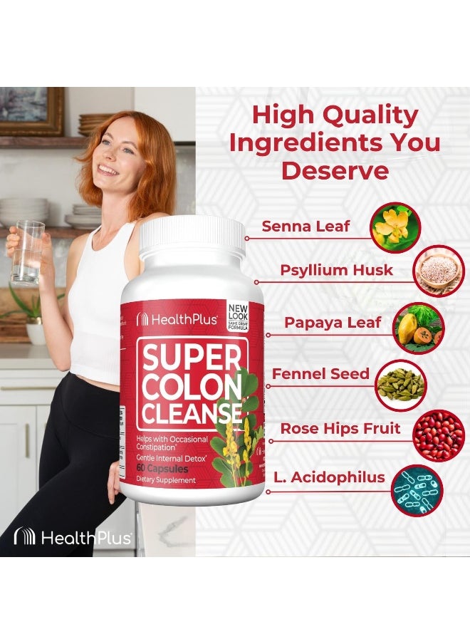 Super Colon Cleanse Capsules With Herbs And Acidops, 500Mg, 60 Count